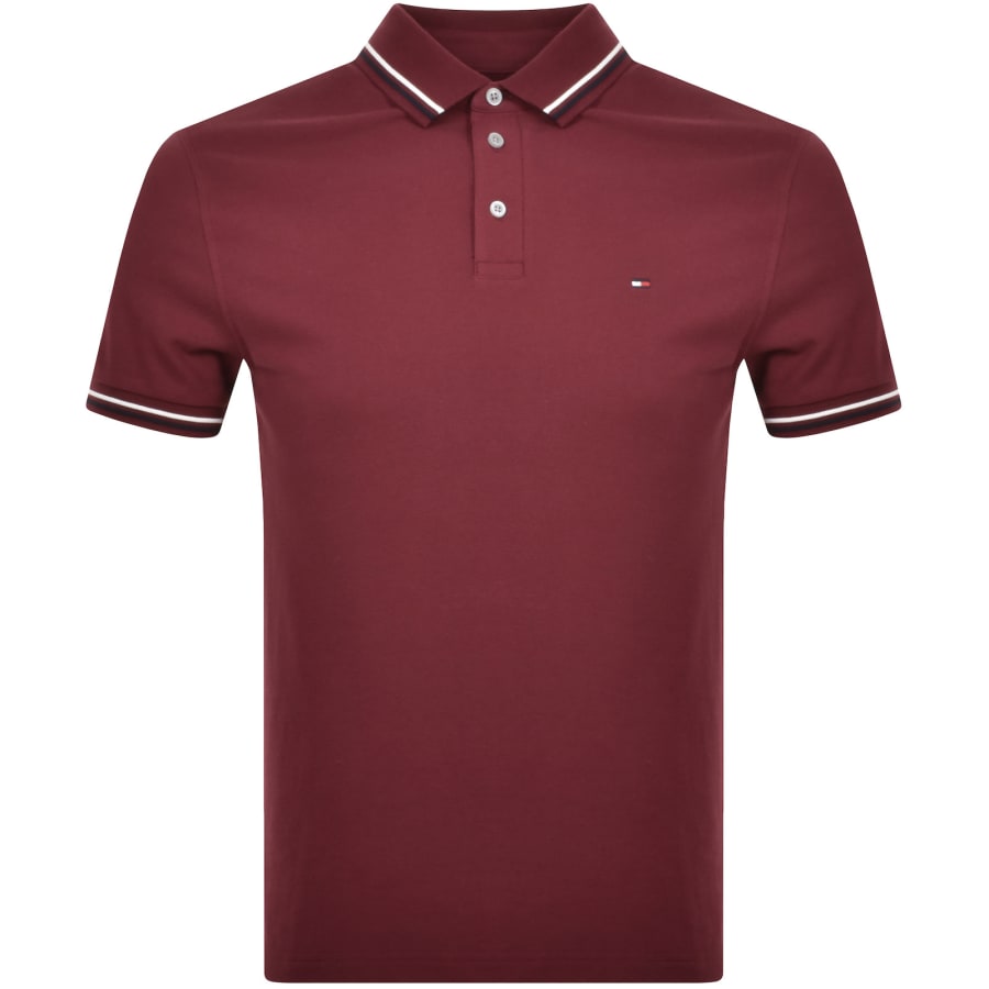 Tommy Hilfiger Tipped Polo T Shirt Burgundy Mainline Menswear